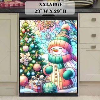 Preview of Stained Glass Pastel Snowman magnet in XX Large size.