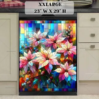 Preview of Stained Glass Pastel Poinsettias magnet in XX Large size.