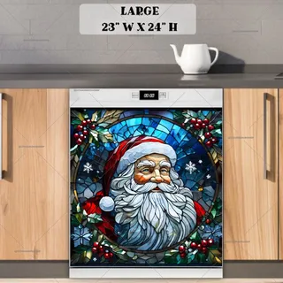 Preview of Stained Glass Santa Portrait magnet in Large size.