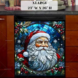 Preview of Stained Glass Santa Portrait magnet in Extra Large size.