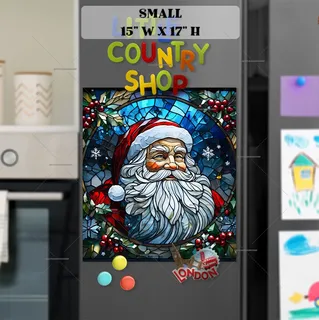 Preview of Stained Glass Santa Portrait magnet in Small size.