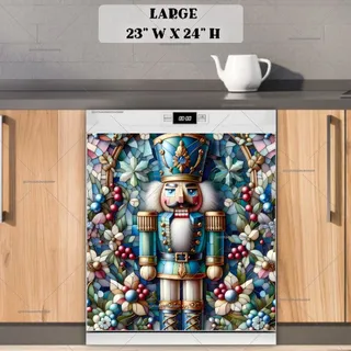 Preview of Stained Glass Nutcracker and Flowers magnet in Large size.