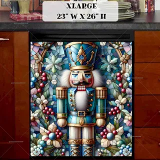 Preview of Stained Glass Nutcracker and Flowers magnet in Extra Large size.