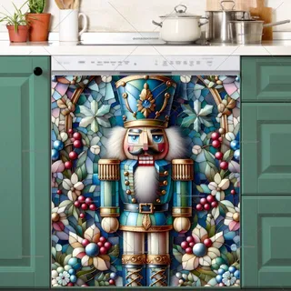 Preview of Stained Glass Nutcracker and Flowers magnet.