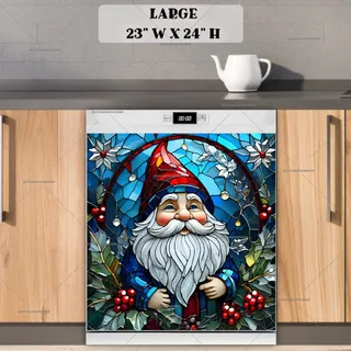 Preview of Stained Glass Christmas Gnome magnet in Large size.