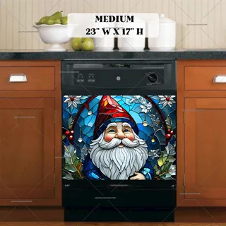 Preview of Stained Glass Christmas Gnome magnet in Medium size.