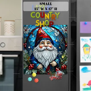 Preview of Stained Glass Christmas Gnome magnet in Small size.