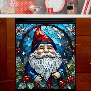 Preview of Stained Glass Christmas Gnome magnet.