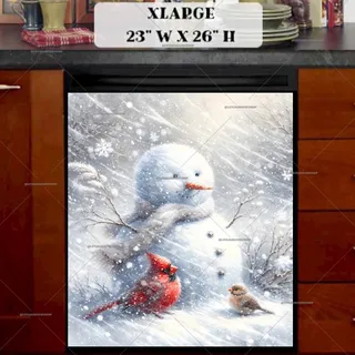 Preview of Winter Snowman with Birds magnet in Extra Large size.