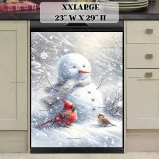 Preview of Winter Snowman with Birds magnet in XX Large size.