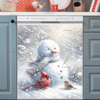 Preview of Winter Snowman with Birds magnet.