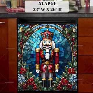 Preview of Stained Glass Traditional Nutcracker magnet in Extra Large size.