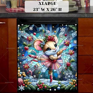 Preview of Stained Glass Ballerina Mouse magnet in Extra Large size.