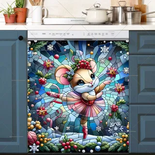 Preview of Stained Glass Ballerina Mouse magnet.