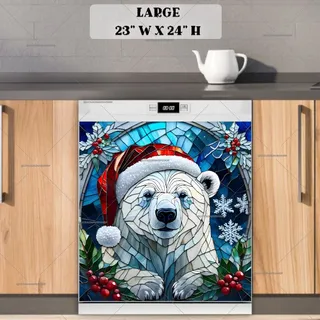 Preview of Stained Glass Polar Bear Cub magnet in Large size.