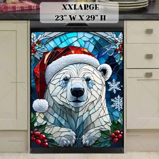 Preview of Stained Glass Polar Bear Cub magnet in XX Large size.