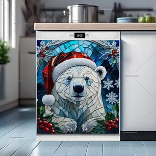 Preview of Stained Glass Polar Bear Cub magnet.