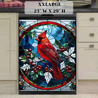 Preview of Stained Glass Winter Cardinal magnet in XX Large size.