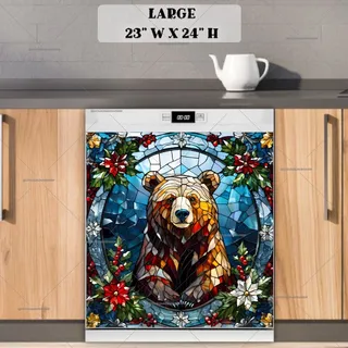 Preview of Stained Glass Brown Bear magnet in Large size.