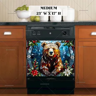 Preview of Stained Glass Brown Bear magnet in Medium size.