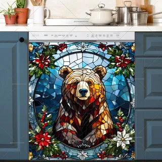 Preview of Stained Glass Brown Bear magnet.