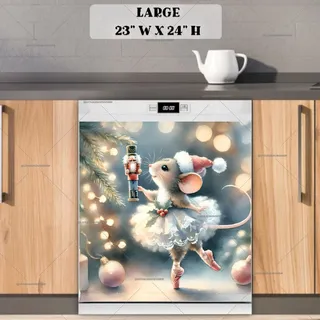 Preview of Christmas Ballerina Mouse with a Nutcracker magnet in Large size.