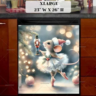 Preview of Christmas Ballerina Mouse with a Nutcracker magnet in Extra Large size.