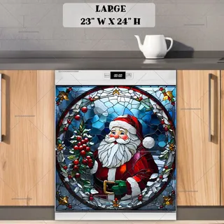 Preview of Stained Glass Santa Claus magnet in Large size.