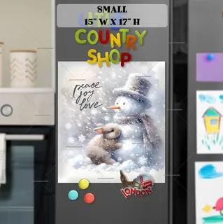 Preview of Winter Snowman and Bunny in the Snowstorm magnet in Small size.