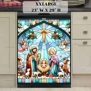 Preview of Stained Glass Nativity Scene Christmas magnet in XX Large size.