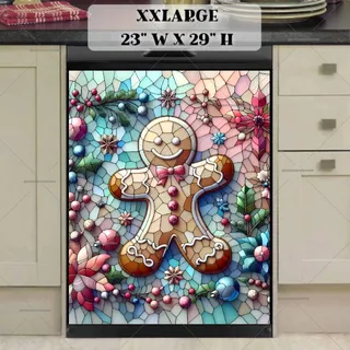 Preview of Stained Glass Pastel Gingerbread Man magnet in XX Large size.