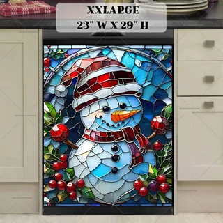 Preview of Stained Glass Cute Snowman magnet in XX Large size.