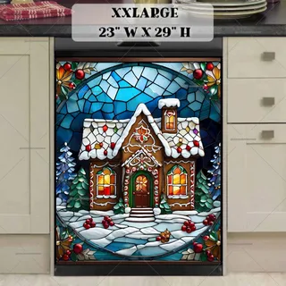 Preview of Stained Glass Gingerbread House magnet in XX Large size.