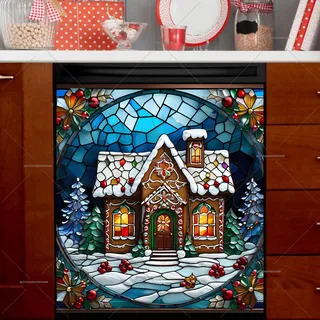 Preview of Stained Glass Gingerbread House magnet.