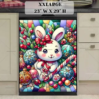 Preview of Stained Glass Pastel Christmas Bunny magnet in XX Large size.