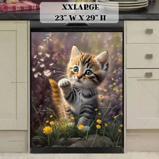 Preview of Cute Kitten with Dandelions magnet in XX Large size.