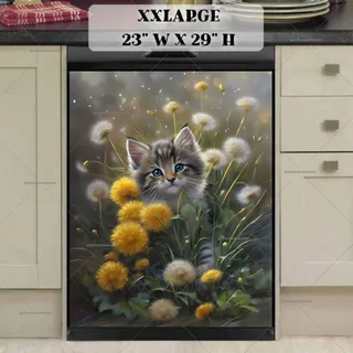 Preview of Kitten in the Dandelion Field magnet in XX Large size.