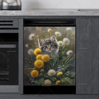 Preview of Kitten in the Dandelion Field magnet.