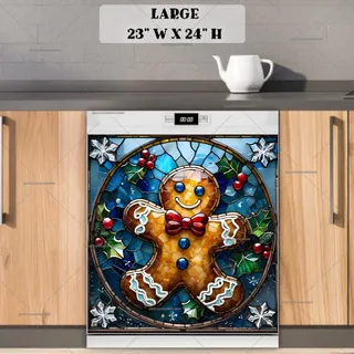 Preview of Stained Glass Gingerbread Man magnet in Large size.