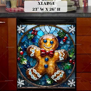 Preview of Stained Glass Gingerbread Man magnet in Extra Large size.