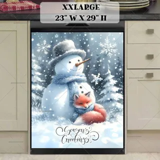 Preview of Winter Snowman and Baby Fox magnet in XX Large size.