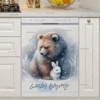 Preview of Winter Bear and Bunny in the Snow magnet.