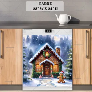 Preview of Cute Gingerbread Man and Cottage magnet in Large size.