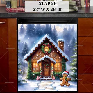 Preview of Cute Gingerbread Man and Cottage magnet in Extra Large size.