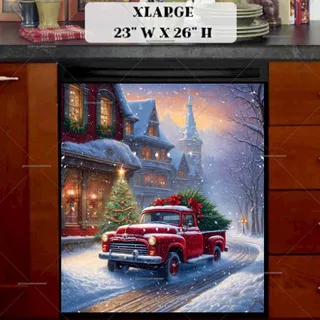 Preview of Red Truck in the Christmas Town magnet in Extra Large size.