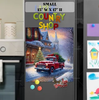 Preview of Red Truck in the Christmas Town magnet in Small size.