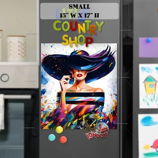 Preview of Pretty Lady in a Large Hat magnet in Small size.