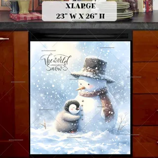 Preview of Winter Snowman and Penguin in the Snow magnet in Extra Large size.