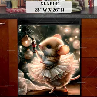 Preview of Little Ballerina Mouse with a Nutcracker magnet in Extra Large size.