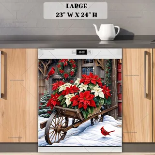 Preview of Christmas Wheel Barrel and Cardinals magnet in Large size.